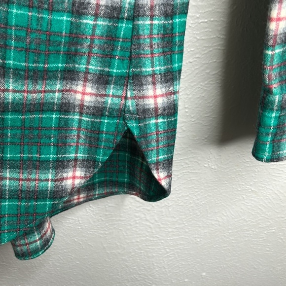 Vintage Pendleton Wool Teal Green |Gray Plaid Men's 60’s -70’s Button Down Shirt - Picture 10 of 17